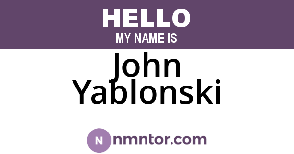 John Yablonski