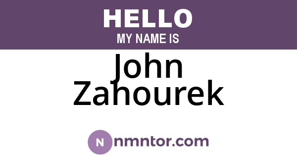 John Zahourek