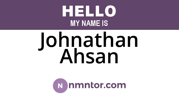 Johnathan Ahsan