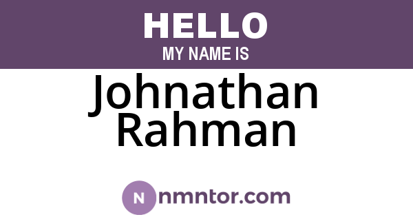 Johnathan Rahman