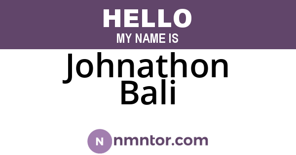 Johnathon Bali