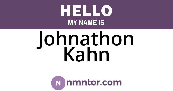 Johnathon Kahn