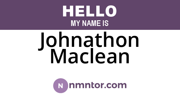 Johnathon Maclean