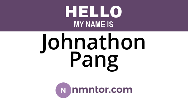 Johnathon Pang