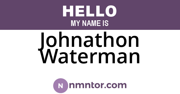 Johnathon Waterman
