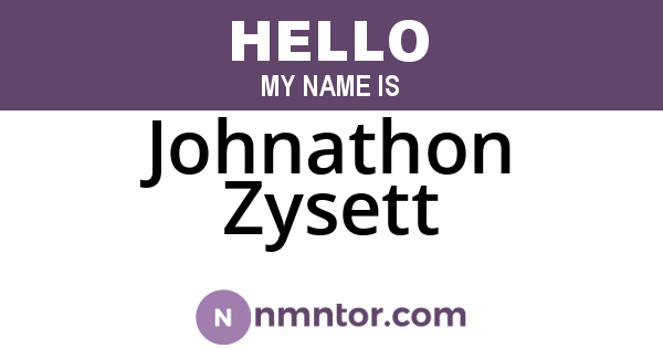 Johnathon Zysett