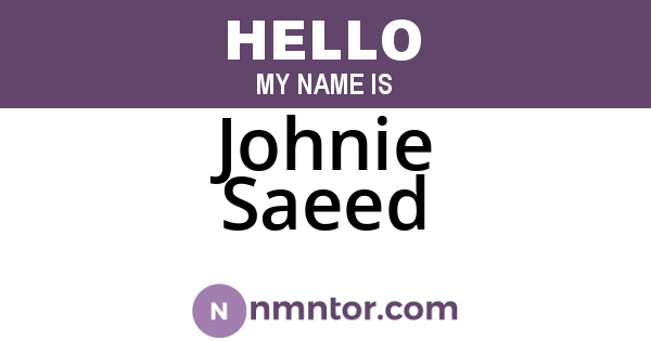Johnie Saeed