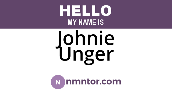 Johnie Unger