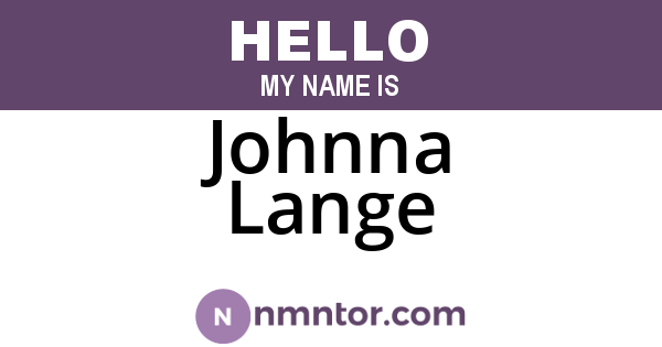 Johnna Lange