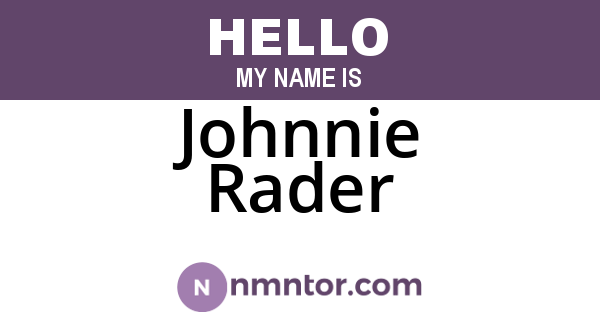 Johnnie Rader