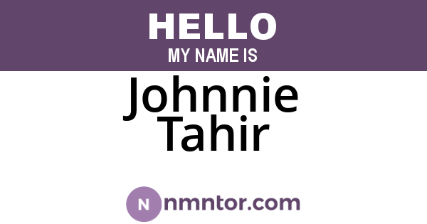 Johnnie Tahir