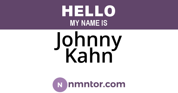 Johnny Kahn
