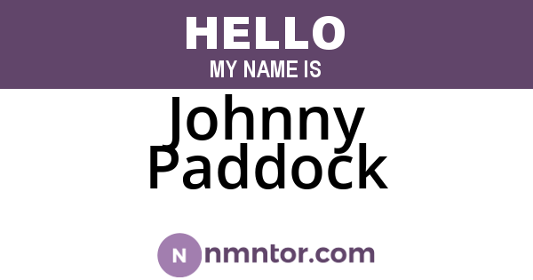 Johnny Paddock