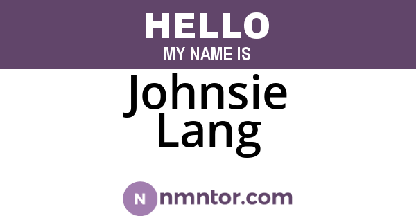 Johnsie Lang