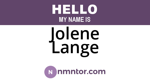 Jolene Lange