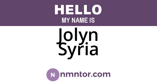 Jolyn Syria