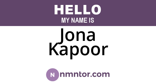 Jona Kapoor