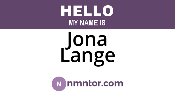 Jona Lange