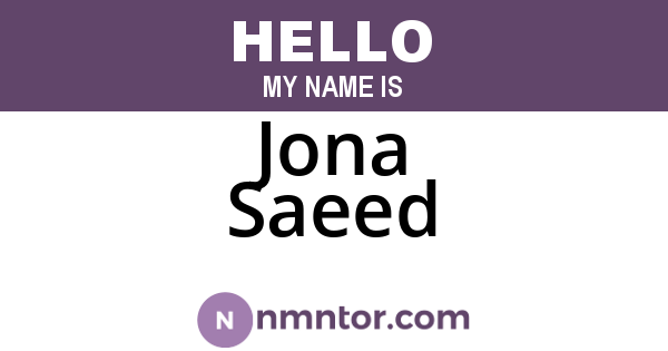 Jona Saeed
