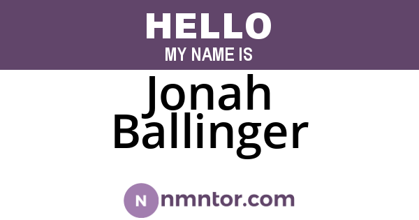 Jonah Ballinger
