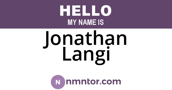 Jonathan Langi