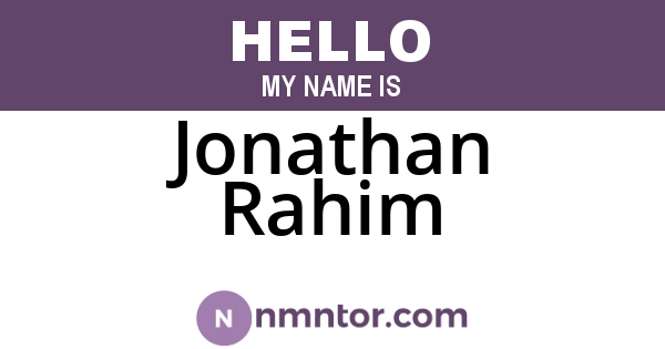 Jonathan Rahim