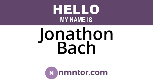 Jonathon Bach