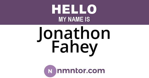 Jonathon Fahey