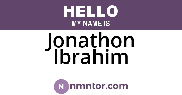 Jonathon Ibrahim