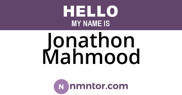 Jonathon Mahmood