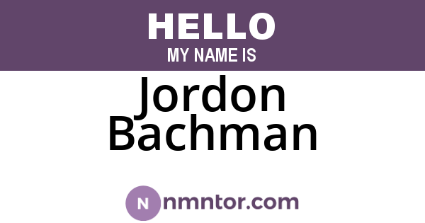 Jordon Bachman
