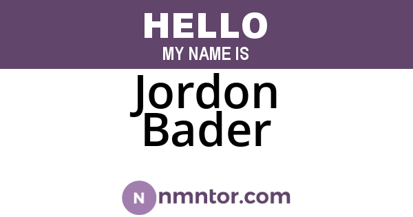 Jordon Bader