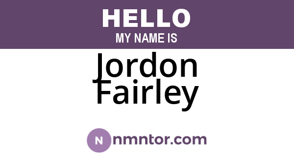 Jordon Fairley