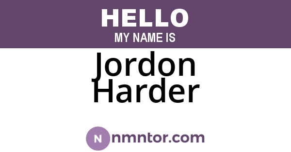 Jordon Harder