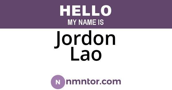 Jordon Lao