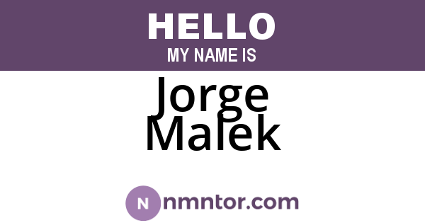 Jorge Malek