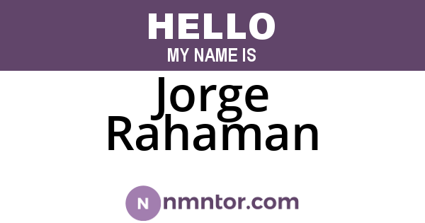 Jorge Rahaman