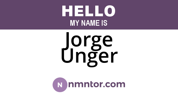 Jorge Unger