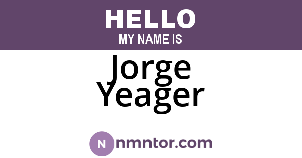 Jorge Yeager
