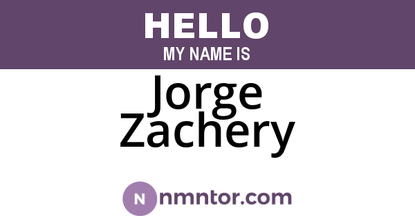 Jorge Zachery