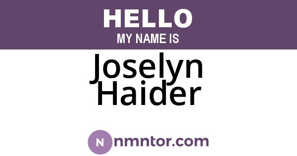 Joselyn Haider