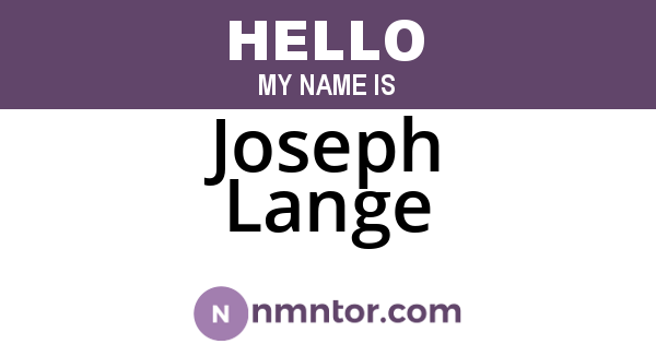 Joseph Lange