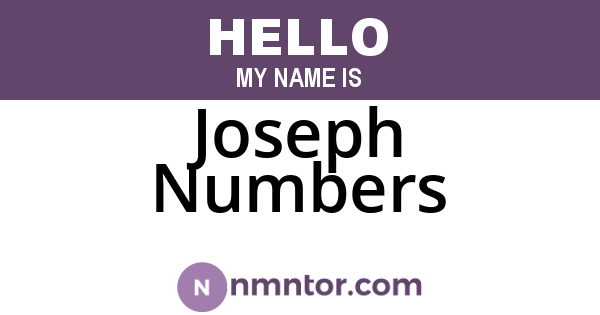 Joseph Numbers