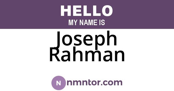 Joseph Rahman