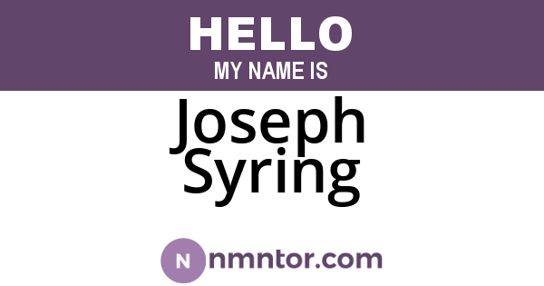 Joseph Syring