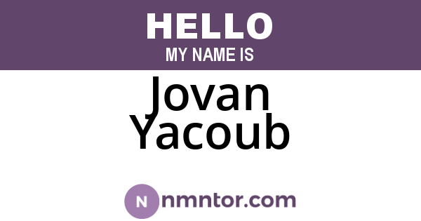 Jovan Yacoub