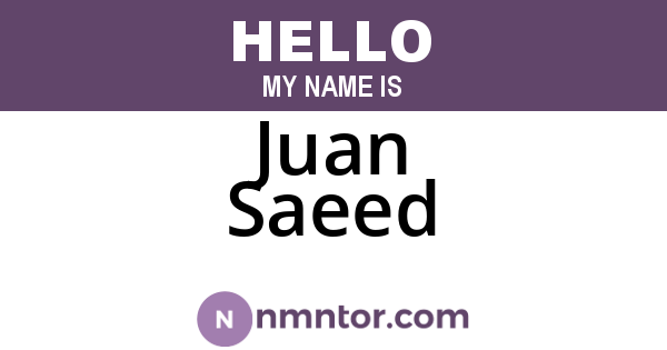 Juan Saeed