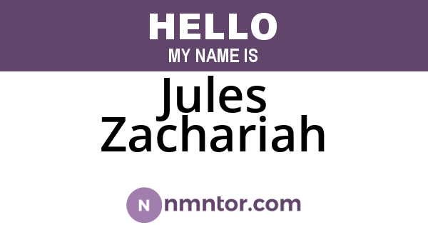 Jules Zachariah
