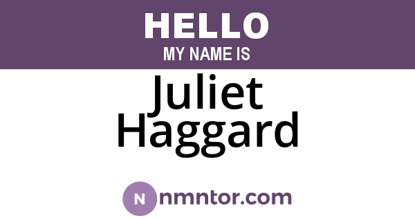 Juliet Haggard
