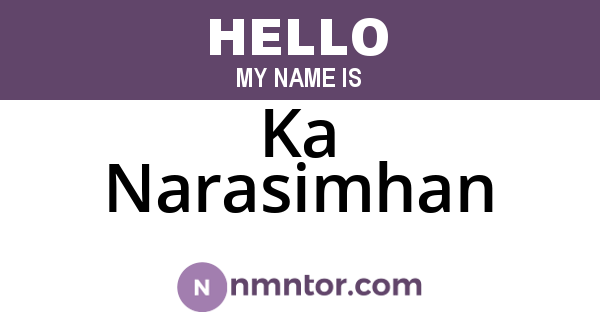 Ka Narasimhan